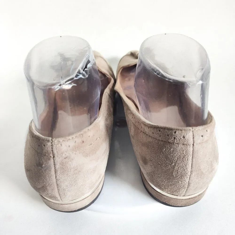 Vince Camuto Rizell Beige Suede Leather Pointed Toe Slip On Loafers Flats Size 8
